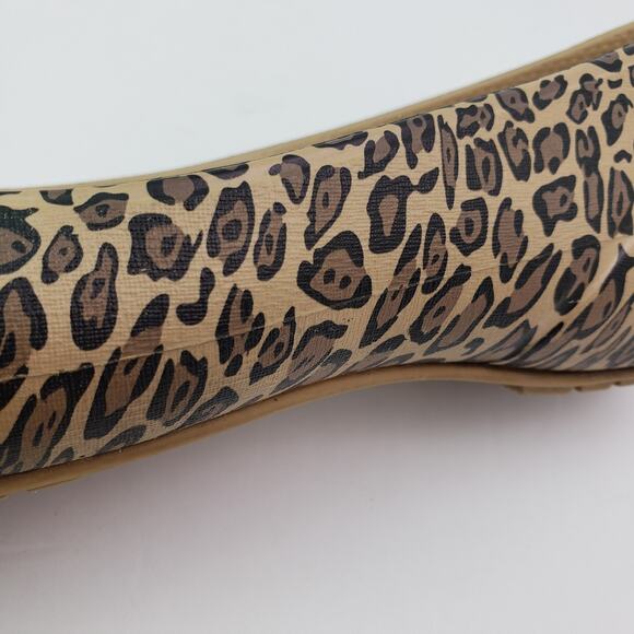 Crocs Womens Size 9 Brown Leopard Black Tie Slip On Comfort Ballet Flats Shoes - Picture 9 of 11